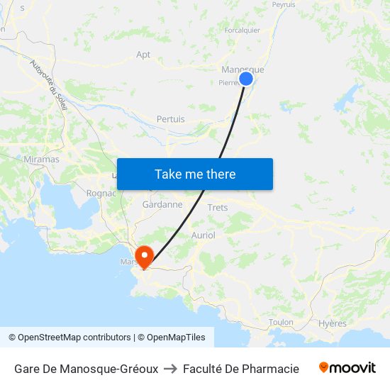 Gare De Manosque-Gréoux to Faculté De Pharmacie map