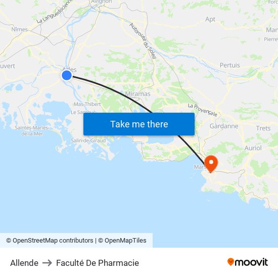 Allende to Faculté De Pharmacie map