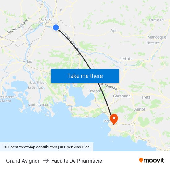 Grand Avignon to Faculté De Pharmacie map