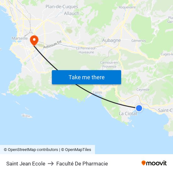 Saint Jean Ecole to Faculté De Pharmacie map