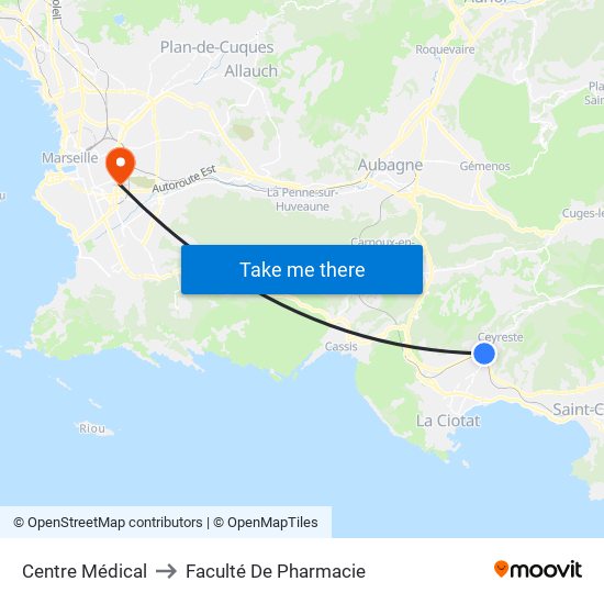 Centre Médical to Faculté De Pharmacie map