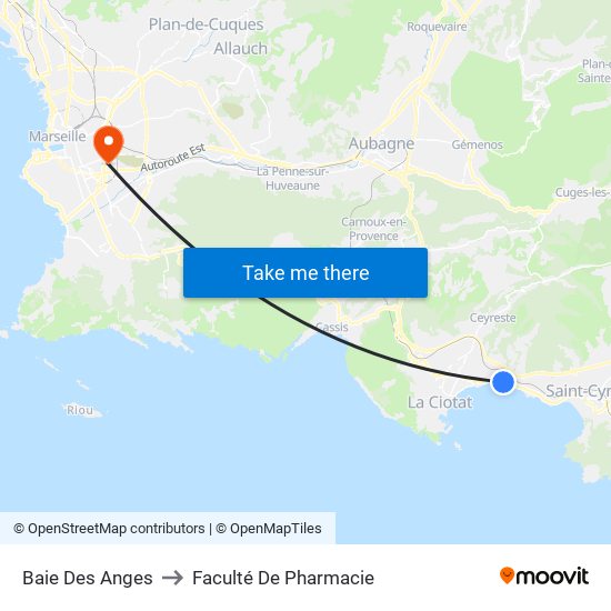 Baie Des Anges to Faculté De Pharmacie map