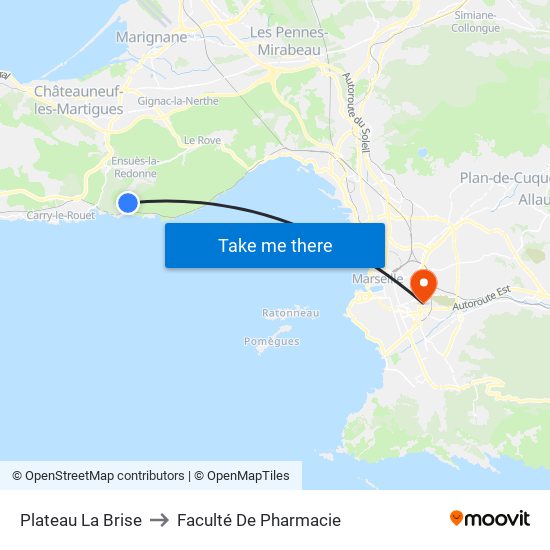 Plateau La Brise to Faculté De Pharmacie map