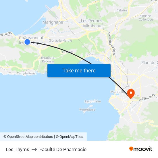 Les Thyms to Faculté De Pharmacie map