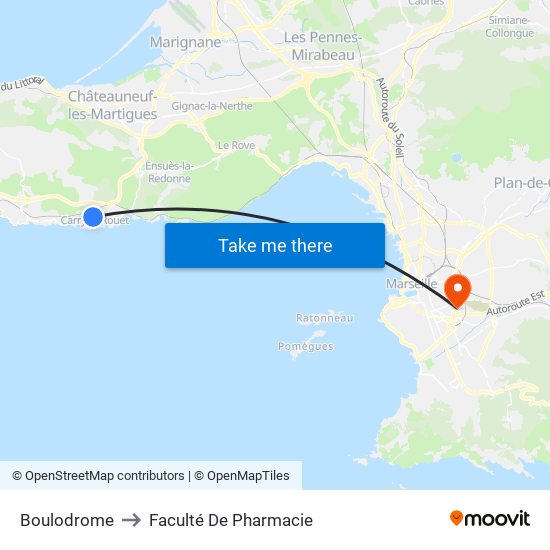 Boulodrome to Faculté De Pharmacie map