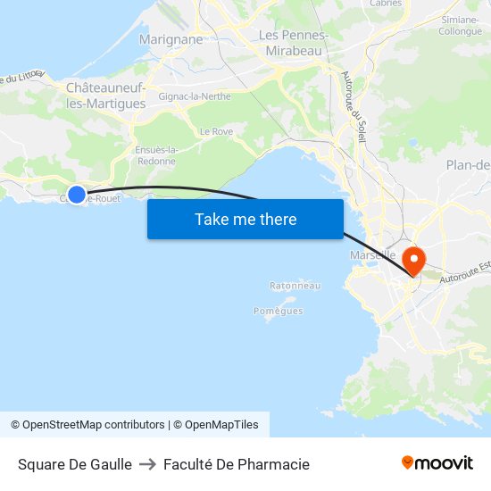 Square De Gaulle to Faculté De Pharmacie map
