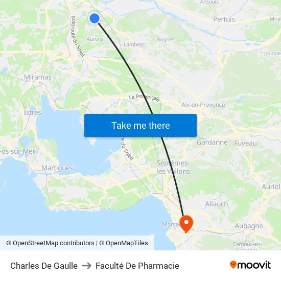 Charles De Gaulle to Faculté De Pharmacie map