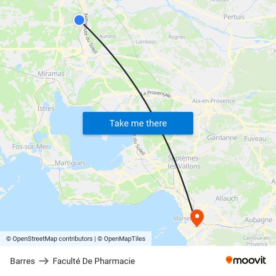 Barres to Faculté De Pharmacie map