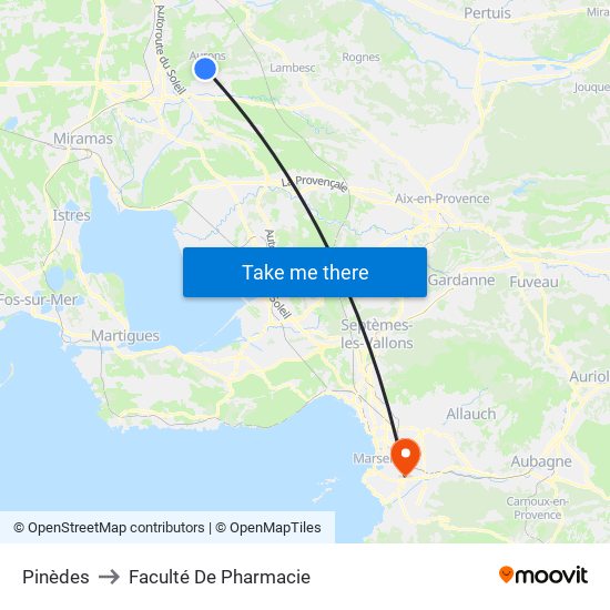 Pinèdes to Faculté De Pharmacie map