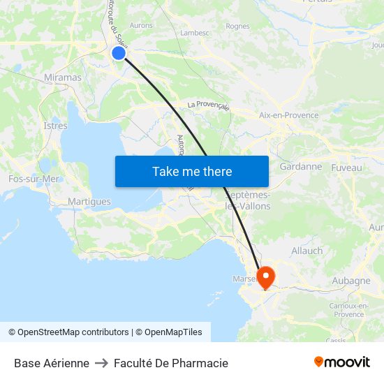 Base Aérienne to Faculté De Pharmacie map