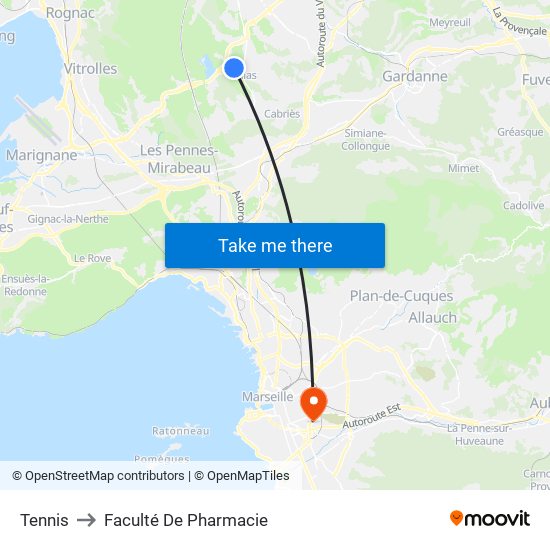 Tennis to Faculté De Pharmacie map