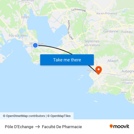 Pôle D'Echange to Faculté De Pharmacie map