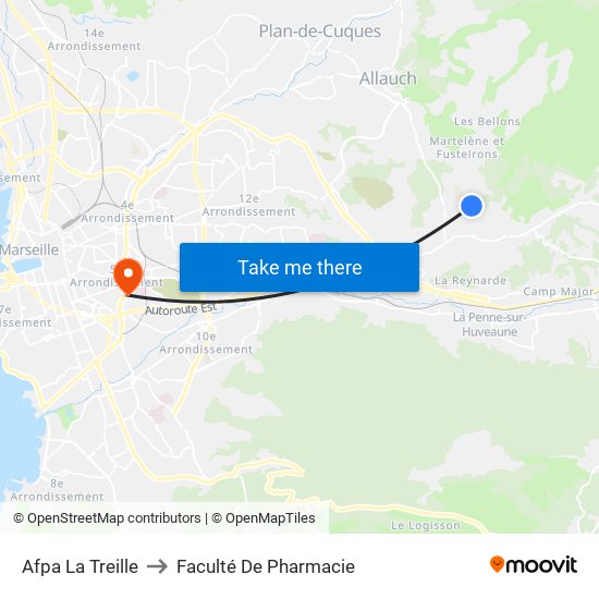 Afpa La Treille to Faculté De Pharmacie map