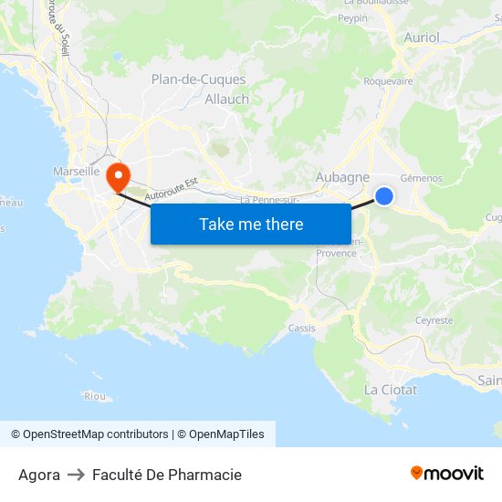 Agora to Faculté De Pharmacie map