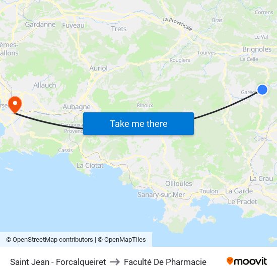 Saint Jean - Forcalqueiret to Faculté De Pharmacie map