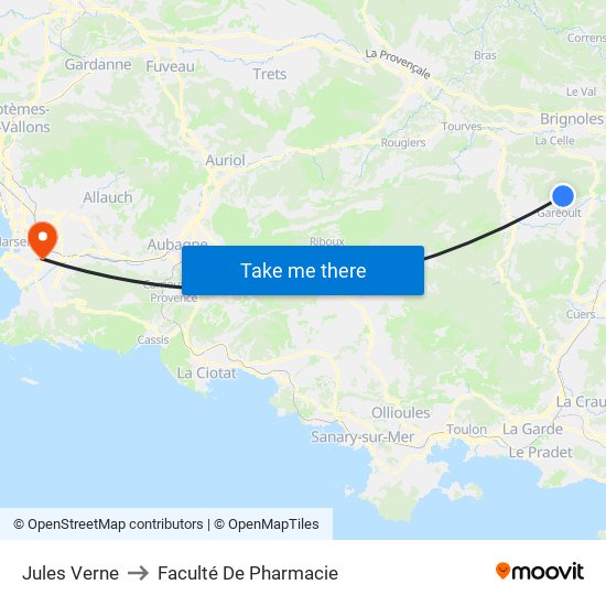 Jules Verne to Faculté De Pharmacie map