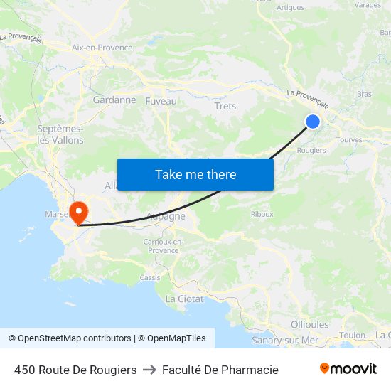 450 Route De Rougiers to Faculté De Pharmacie map