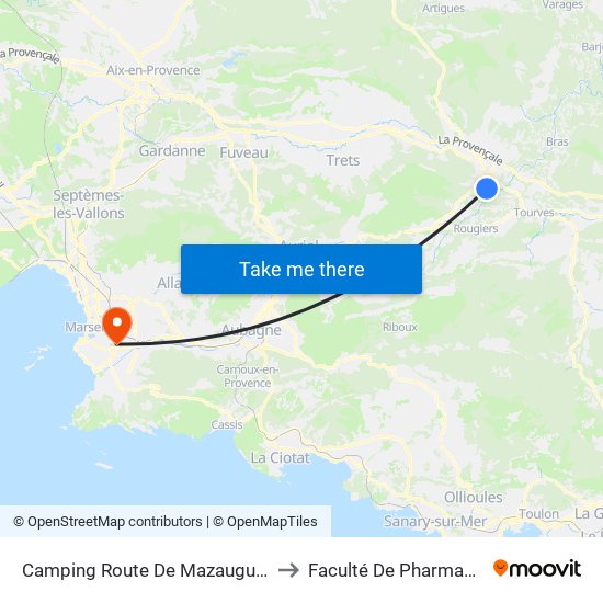 Camping Route De Mazaugues to Faculté De Pharmacie map