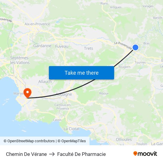 Chemin De Vérane to Faculté De Pharmacie map