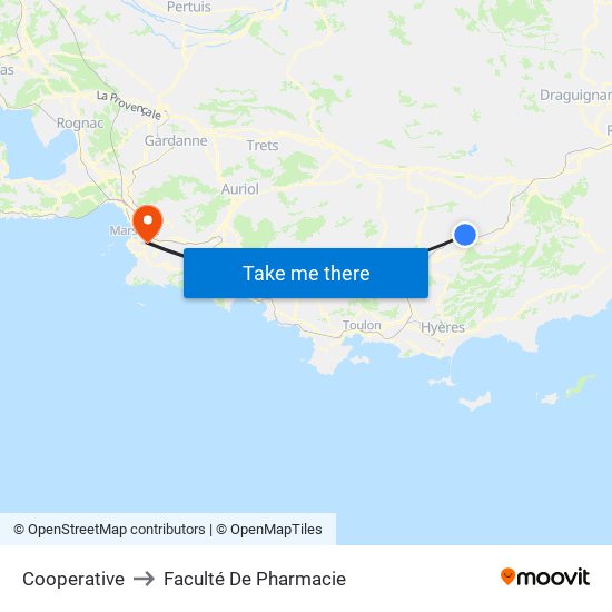 Cooperative to Faculté De Pharmacie map
