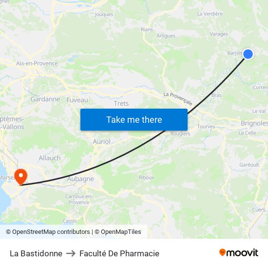 La Bastidonne to Faculté De Pharmacie map