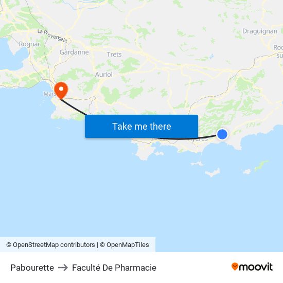 Pabourette to Faculté De Pharmacie map
