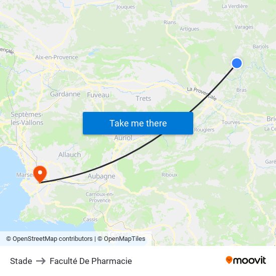 Stade to Faculté De Pharmacie map