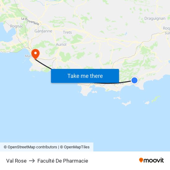 Val Rose to Faculté De Pharmacie map
