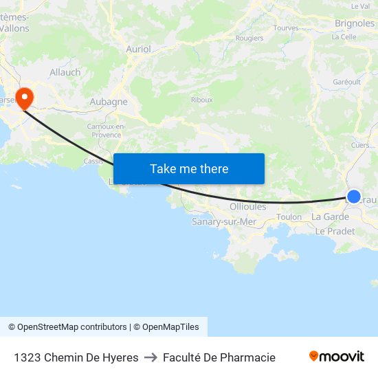 1323 Chemin De Hyeres to Faculté De Pharmacie map