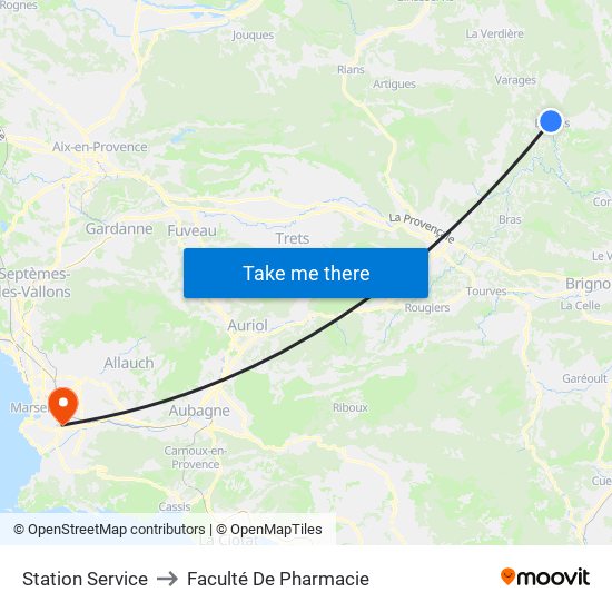 Station Service to Faculté De Pharmacie map