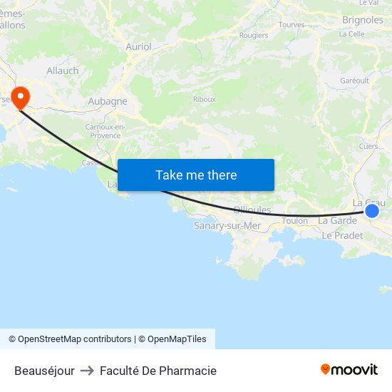 Beauséjour to Faculté De Pharmacie map