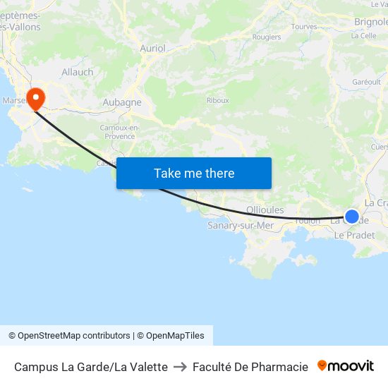 Campus La Garde/La Valette to Faculté De Pharmacie map