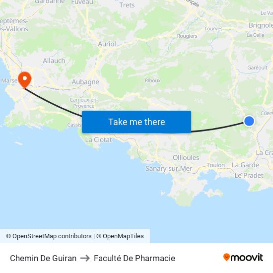 Chemin De Guiran to Faculté De Pharmacie map