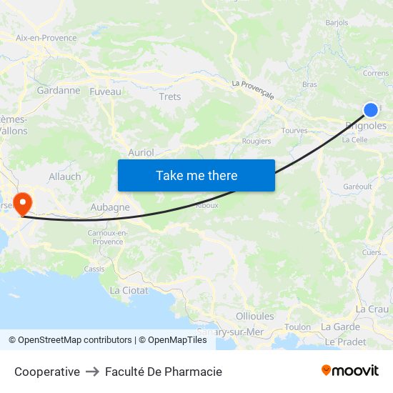 Cooperative to Faculté De Pharmacie map