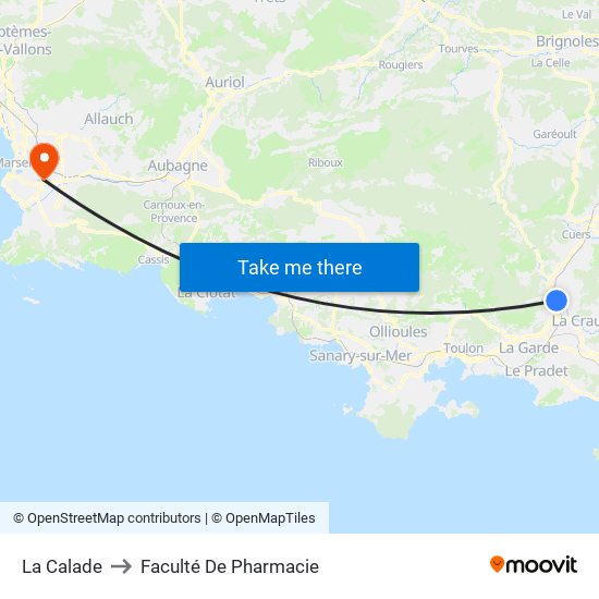 La Calade to Faculté De Pharmacie map