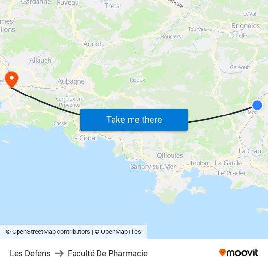 Les Defens to Faculté De Pharmacie map