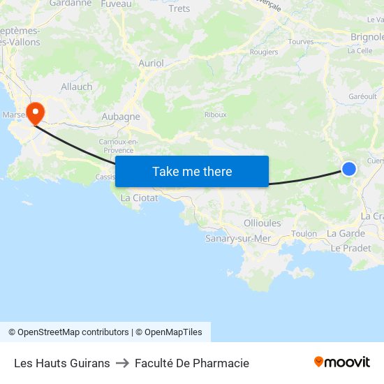 Les Hauts Guirans to Faculté De Pharmacie map