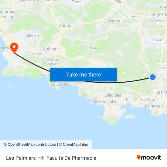 Les Palmiers to Faculté De Pharmacie map