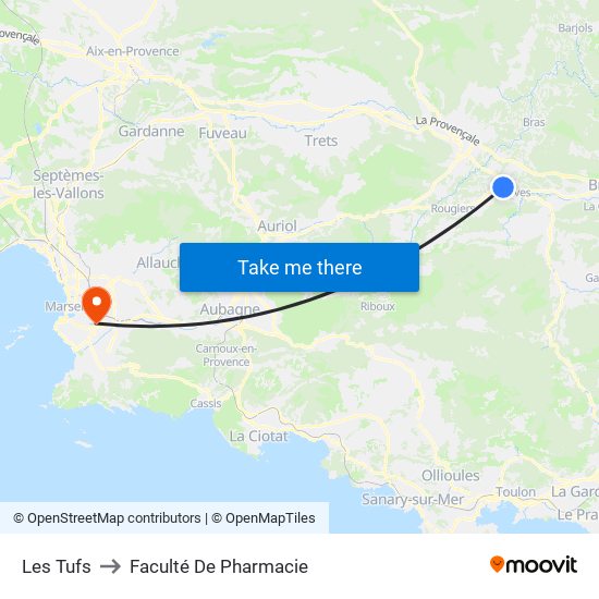 Les Tufs to Faculté De Pharmacie map