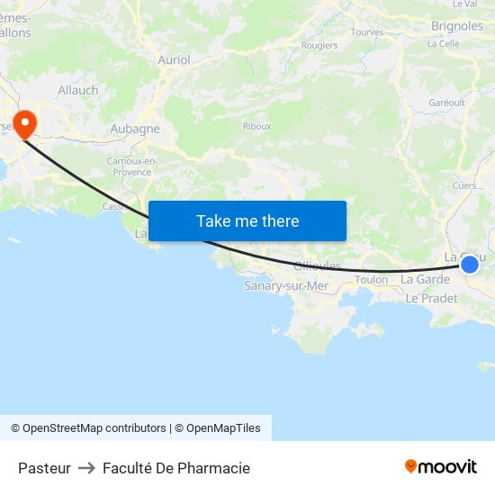 Pasteur to Faculté De Pharmacie map