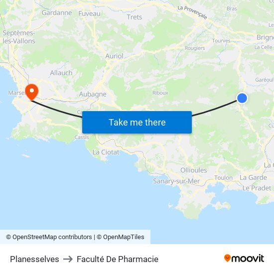 Planesselves to Faculté De Pharmacie map