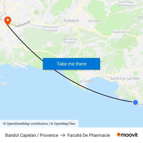 Bandol Capelan / Provence to Faculté De Pharmacie map