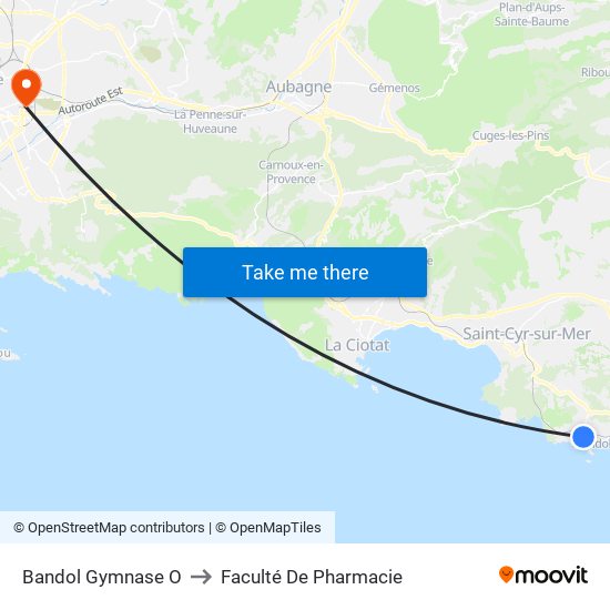 Bandol Gymnase O to Faculté De Pharmacie map