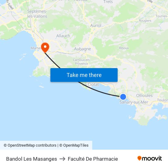 Bandol Les Masanges to Faculté De Pharmacie map