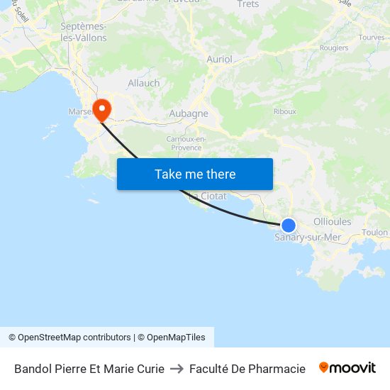 Bandol Pierre Et Marie Curie to Faculté De Pharmacie map