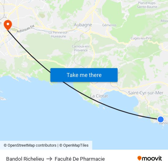 Bandol Richelieu to Faculté De Pharmacie map