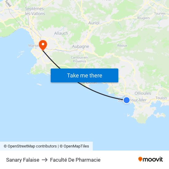 Sanary Falaise to Faculté De Pharmacie map