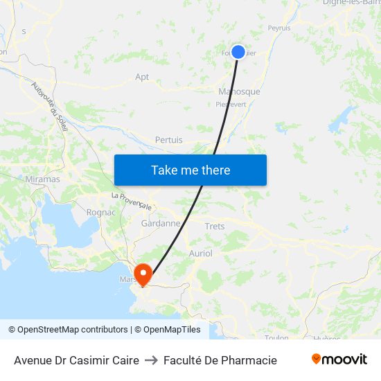 Avenue Dr Casimir Caire to Faculté De Pharmacie map