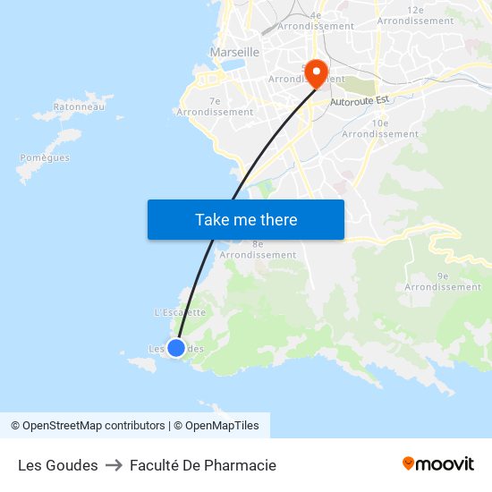 Les Goudes to Faculté De Pharmacie map