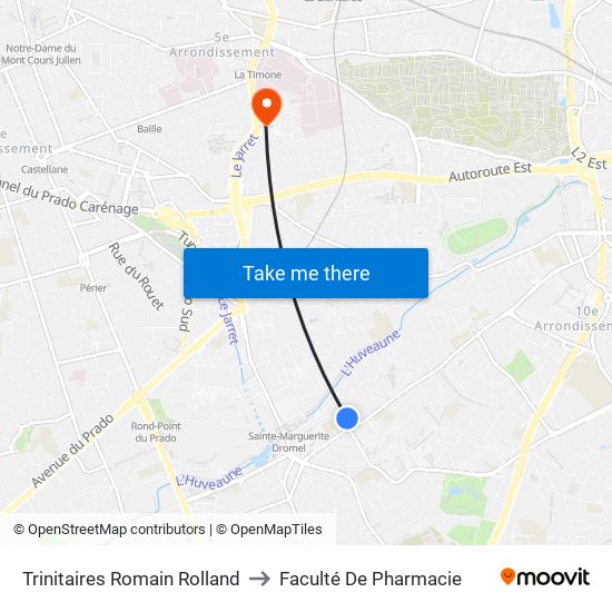 Trinitaires Romain Rolland to Faculté De Pharmacie map